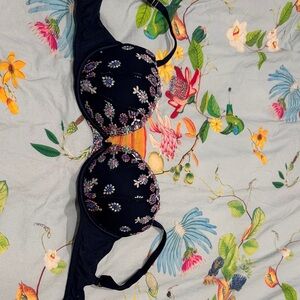 Victoria's Secret Black Bra with Floral Embroidery